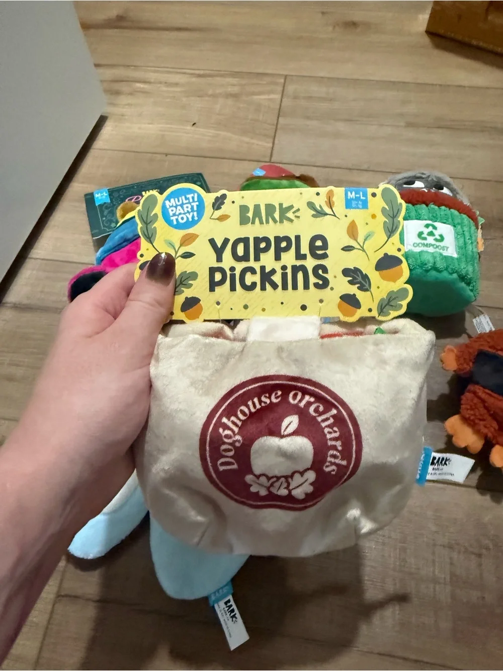 NWT BARK Plush Dog Toy Bundle – Pink, Yellow, Green, Blue, White, Brown